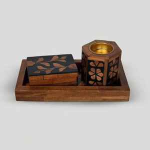 Porta Incienso de Madera de la Mejor Calidad, Soporte Metálico con Bandeja, Caja de Acrílico, Set Personalizado Madkhan, Especial para Ramadán y Eid, Mubkhar Moderno - Product Image 4