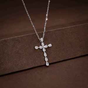 Pear Cut Moissanite Diamond Cross Pendant 925 Sterling <b>Silver</b> Religious Party Gift for Friends Fine Jewelry <b>Charm</b> - Product Image 4