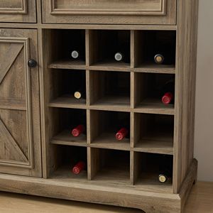 Credenza Stile Fattoria con 2 Cassetti e Bar Portabottiglie Rimovibile, con Ripiani e Portabottiglie per Conservazione Liquori - Product Image 5