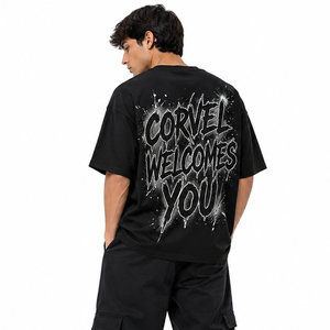 <b>Men</b>’s Black Oversized Graphic T <b>Shirt</b> Loose Fit <b>men's</b> <b>shirts</b> OEM Streetwear Back Print Casual Summer Apparel Wholesale Supplier - Product Image 1