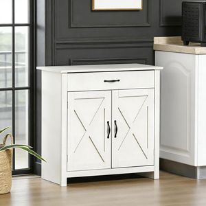 Credenza con Ante Scorrevoli Regolabili, Mobile Buffet con Cassetti, Espositore per Caffè e Vetrina per Stoviglie - Product Image 1