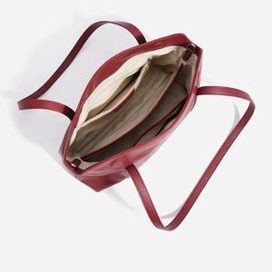 Bolso de Hombro de Cuero Genuino Premium para Mujer, Elegante, Rojo, Gran Capacidad, Cierre de Cremallera, Correas Largas, Estilo Versátil - Product Image 4