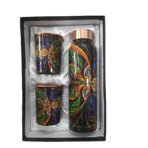 Ensemble de bouteille et de tasse à eau en cuivre oriental écologique avec un design classique, vaisselle de voyage portable pour une utilisation en extérieur - Product Image 3
