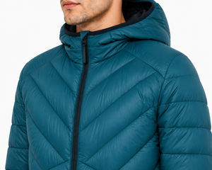 Veste matelassée bleu sarcelle pour homme, élégante, à manches longues, à capuche, veste d'hiver chaude, veste matelassée de qualité supérieure, vêtements d'extérieur isolés, décontractée - Product Image 2