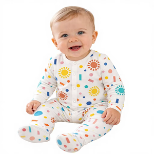 Combinaison bébé à manches longues 100% bambou personnalisable, ultra douce, respirante, hypoallergénique, tenue unisexe pour nourrissons - Product Image 1