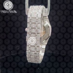Men's Luxury <b>Watch</b> 41mm Stainless Steel Diamond Encrusted Sapphire Crystal Analog <b>Mechanical</b> Folding Clasp - Product Image 6