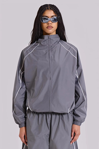 2 Pieces Reflective Edging Jogging Suits Oversized Nylon Ripstop Windbreaker Jackets Pants Sets Lightweight <b>Tracksuits</b> Women - Product Image 3