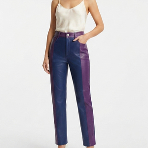 Fashion Women Leather <b>Pants</b> <b>Ladies</b> Zipper Fly Leather Biker <b>Pants</b> Wholesale Custom Women Leather <b>Pants</b> OEM Girls Leather <b>Pant</b> - Product Image 6