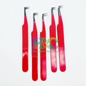 Eyelash Tweezer 90 Degree Red Tweezers Sustainable Sharp Grip Durable Fine Tip Top Ranking Tweezers Stainless Steel Private Logo - Product Image 5