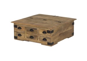 Wooden Industrial <b>6</b> <b>Drawer</b> Storage Coffee Table Center Table Storage - Product Image 2