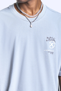 Camiseta de Manga Corta Azul Claro Extra Grande para Hombre con Logotipo Frontal, Estilo Urbano, Cuello Redondo, Jersey de Algodón - Product Image 5