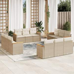 Conjunto de Sofás de Ratán PE para Exteriores, Resistentes a los Rayos UV, en Color Beige, para Jardín - Product Image 1