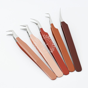 Pince à épiler personnalisée pour extensions de cils, pointe en fibre, antidérapante, courbée, outil classique pour l'application de bouquets et de volume de cils - Product Image 1