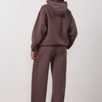 Ensemble de survêtement décontracté pour femme en molleton solide 100 % coton respirant, avec sweat à capuche et pantalon de jogging, personnalisable, haute qualité, pour l'hiver