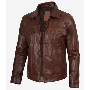2026 OEM Best Trending Dark Brown Genuine Cowhide Leather Jackets For Men's High Quality Low MOQ Winter Fashion Heated Jackets - Product Image 3
