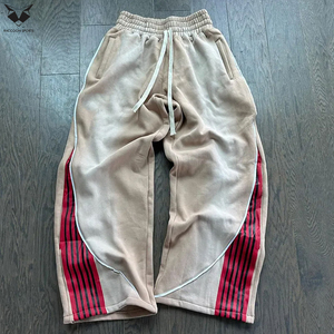 Pantalones de chándal de punto rectos a rayas curvadas para hombre, pantalones deportivos casuales de algodón holgados con rayas, joggers personalizados a rayas para hombre - Product Image 4