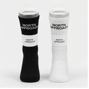 Chaussettes North Approach pour adultes, noires et blanches, respirantes, tricotées, à motif lettres, pour usage quotidien décontracté - Product Image 1