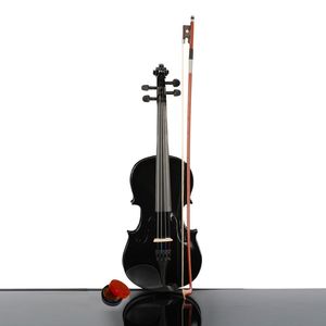 Nuovo custodia per violino acustico 3/4 con archetto e resina (nero) per studenti di musica elettrica, violini per principianti con archetto in legno di abete e tiglio - Product Image 2