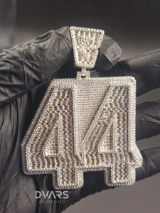 Wholesale Lucky <b>Number</b> Pendant Mens VVS1 Moissanite Round Brilliant Cut Sterling Silver <b>Gold</b> Plated Luxury Style <b>Number</b> Pendant - Product Image 2