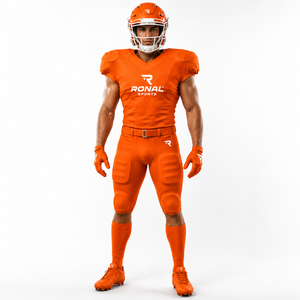 Conjunto de Uniforme de Fútbol Americano para Hombre RONAL, Jersey Ajustado Naranja y Pantalones, Absorbe la Humedad, para Todas las Temporadas, Ropa de Equipo - Product Image 3