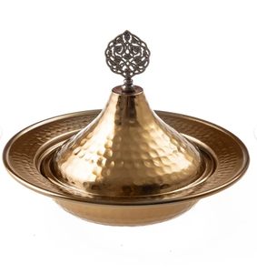 Cuencos para Dátiles de Acero Inoxidable con Tapa, Diseño Martillado Chapado en Oro, Cuencos Personalizados para Dátiles, Vajilla de Cocina, Cuenco para Servir - Product Image 1