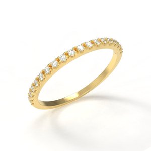 Women's Yellow Gold Eternity Band <b>Ring</b> Round Brilliant Cut Diamond Pave Setting Classic Wedding <b>Ring</b> - Product Image 2