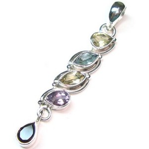 Multi-gemstone <b>moonstone</b> citrine silver handmade natural gemstone rainbow <b>pendant</b> Indian style <b>pendant</b> - Product Image 3