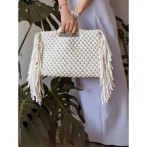 Bolsa de Lona Impermeable a Rayas Azul Beige Suave al por Mayor con Costuras Gruesas Reutilizable para Playa, Picnic, Mercado y Compras - Product Image 5