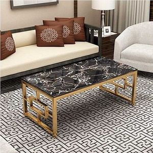 Modern Marble Coffee <b>Table</b> With Gold Metal Frame Contemporary Living Room Furniture Decorative Design - Product Image 1
