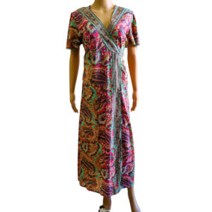 Vestido Maxi Coreano Paisley Y2K Bohemio Natural de Seda Tejida con Manga Acampanada, Corte A, Antiarrugas, Casual, para Uso Diario, Primavera Otoño, Dulce - Product Image 1