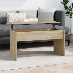 Table basse réglable en hauteur en bois d'ingénierie chêne Sonoma, taille moyenne - Product Image 1