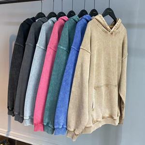 Sweat-shirt lourd personnalisé pour homme 420 g/m² en coton uni, coupe classique, style vintage délavé à l'acide, service OEM, pull à capuche uni - Product Image 2