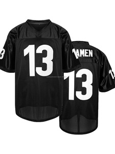 Men's 13 Letter Embroidered Short Sleeve <b>Plus</b> <b>Size</b> Sports Wear American Football Jersey Loose Breathable Classic Retro <b>Mesh</b> - Product Image 2