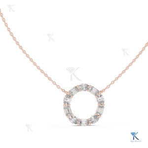 Collar con colgante de diamante cultivado en laboratorio, corte princesa radiante, en oro macizo de 14K y 18K, proveedor mayorista de joyería - Product Image 3