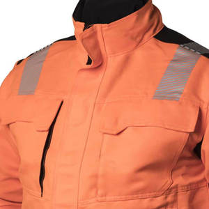 Men's High Visibility Reflective Work <b>Jacket</b> Windproof Zipper Closure Stand Collar Pockets Regular Fit Autumn Wear - Product Image 2