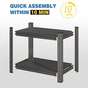 Scaffale Divisorio Regolabile a 2 Livelli in Metallo Nero, Libreria Verticale per Ufficio, Montaggio Richiesto - Product Image 4
