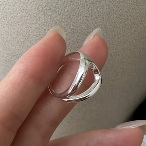Bague en argent sterling S925, version coréenne, design de niche, texture lisse, style coréen, simple, mode rétro - Product Image 2