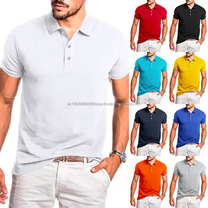 Polo à logo personnalisé Polos de travail décontractés en polyester simple T-shirts d'affaires tricotés pour hommes - Product Image 1