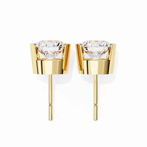 Pendientes de Lujo con Diamantes Cultivados en Laboratorio, Corte Redondo, Media Montura, E VS 1ct Cada Uno, Oro de 14K, Certificados IGI, para Regalo, Fiesta y Aniversario - Product Image 2