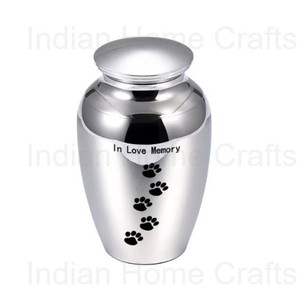 Urna Conmemorativa Moderna de Metal Negro para Cenizas de Mascotas, con Capacidad de 220 Pulgadas Cúbicas, Recuerdo con Huella de Pata, Artesanía India - Product Image 3