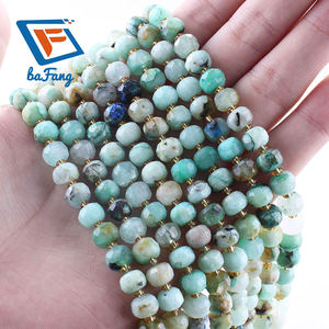 Perles d'azurite naturelle de haute qualité 6x8mm, perles facettées rondes pour la fabrication de bracelets et de colliers, accessoires de bricolage - Product Image 5