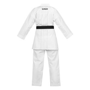 SINEWY Taekwondo Uniform Kids <b>White</b> 100% Cotton Breathable Regular Fit With Logo Front Print Oem Service - Product Image 4