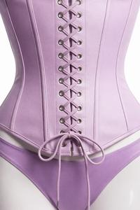 Haut bustier corset sans bretelles à lacets pour femme avec ensemble string taille haute assorti – Lingerie gainante amincissante tendance - Product Image 3