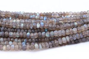 Perles de rondelle à facettes en labradorite naturelle 6-7mm perles de labradorite flashy perles de rondelle de labradorite - Product Image 2