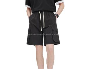 Pantalon cargo décontracté OEM de haute qualité pour hommes, grandes poches, coupe ample, fermeture en dentelle, vêtements d'extérieur tendance de la rue, short de survêtement - Product Image 4