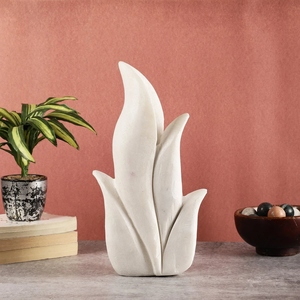 Escultura de Pared de Follaje Tallada a Mano en Piedra, Decoración Minimalista de Arte Vegetal para Sala de Estar - Product Image 6