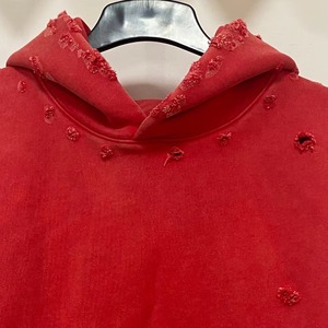 เสื้อฮู้ดดี้ทรงบ็อกซี่ ผ้าฝ้ายเฟรนช์เทอร์รี่ 100% หนานุ่ม ตัดเย็บแบบครอป ขาดแต่ง ซ้อนสองชั้น ลายวาฟเฟิล ลุคดิสเทรส สำหรับผู้ชาย - Product Image 5