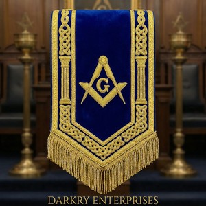 Handmade Silver Bullion Wire Embroidery Masonic Sash Teal Velvet Regalia Custom Fraternal Lodge Sashes Silver Fringe <b>Trim</b> - Product Image 6