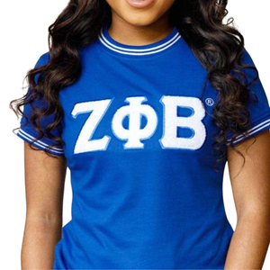 เสื้อยืดแขนสั้นผ้าฝ้ายสีน้ำเงินทรงปกติ คอกลม สำหรับผู้หญิง Zeta Phi Beta Chenille 1920 รุ่นลำลอง 1920 - Product Image 5