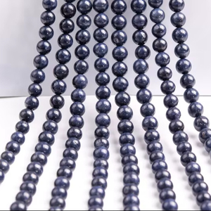 Cuentas de zafiro natural genuino, cuentas sueltas redondas azules para hacer joyas, pulseras, collares, manualidades DIY - Product Image 1